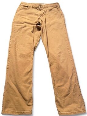 Carhartt Pants Mens 32x34 Tan Relaxed Fit Twill Utility Work Jeans Khaki Outdoor